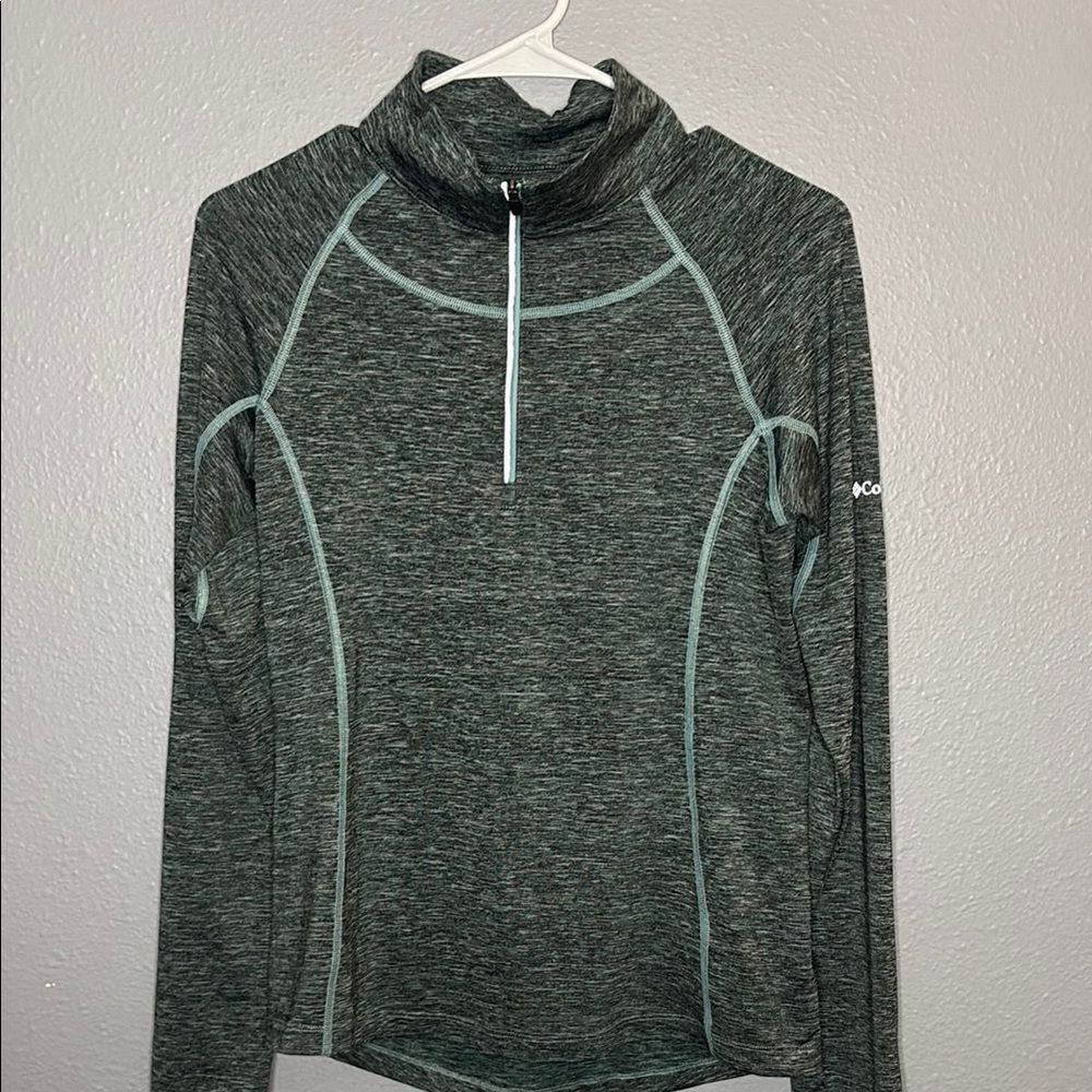 Columbia Gray and Teal Heathered 1/4 Zip Pullover Reflective Top Size Small